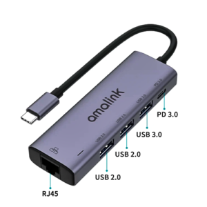 ADAPTADOR / HUB USB 3 PUERTOS + RJ45 AL-95121D TIPO C